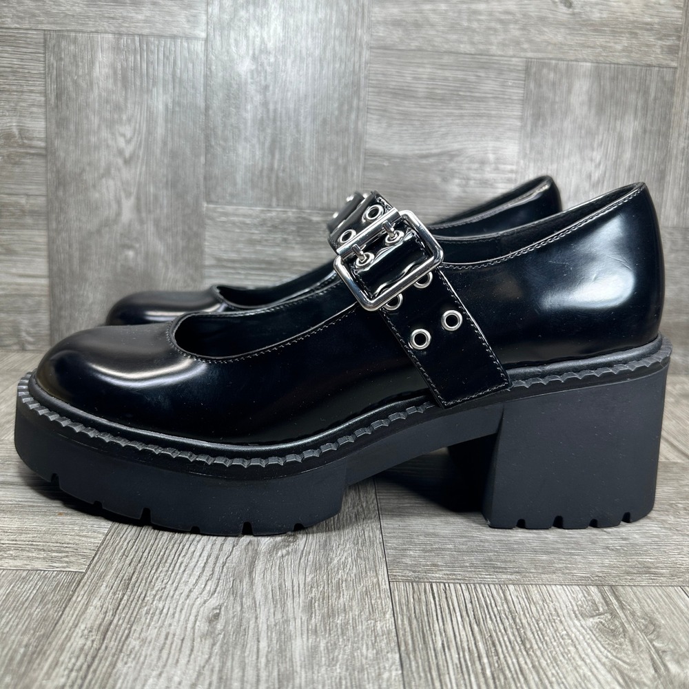 Madden Girl Mary Jane Women 9.5 Black Platform Lug Sole Chunky Goth NEW - Picture 5 of 8